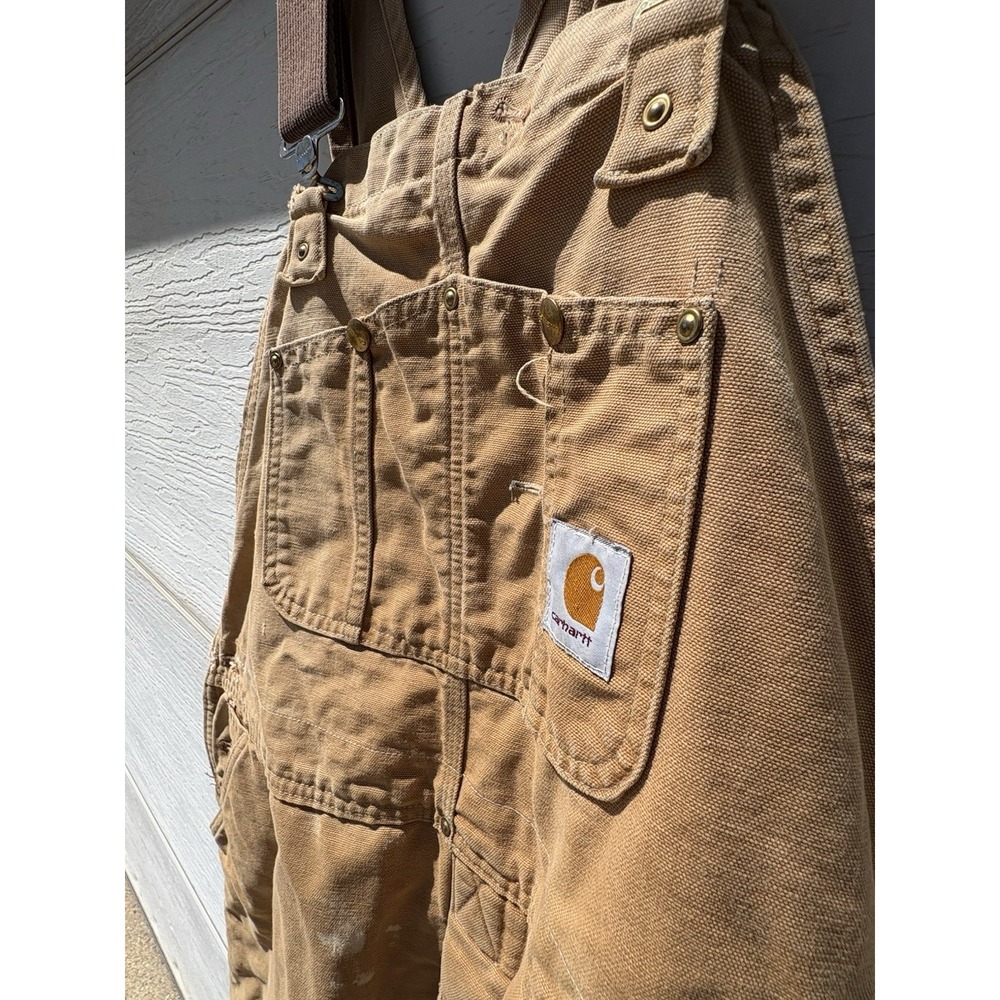 VTG Carhartt Men's Denim Bib Overalls 42 X 27" Union Made in USA Double Knee - Picture 4 of 11